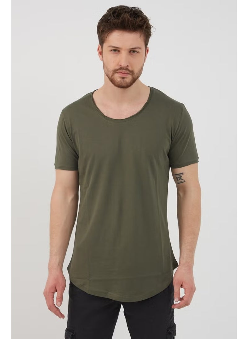 Cool Tarz Cool Style Men's Dark Khaki Sloppy Collar Loose T-SHIRT-TCPS001R67S - Image 1